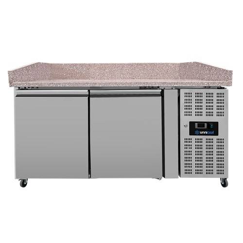Table réfrigérée pizza 2 portes - 390 L - EN 600 x 400 - +2 à +8 °C - L 1510 x P 800 x H 1000 mm - Unninox