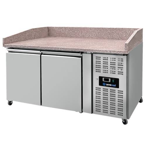 Table réfrigérée pizza 2 portes - 390 L - EN 600 x 400 - +2 à +8 °C - L 1510 x P 800 x H 1000 mm - Unninox