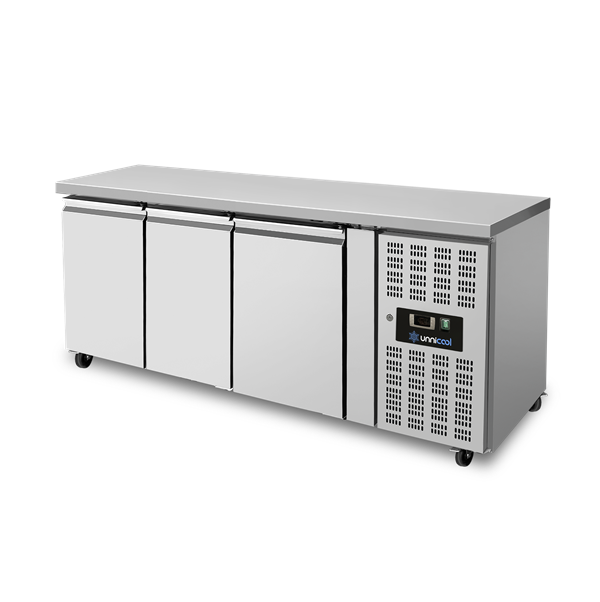 Table réfrigérée positive 3 portes GN 1/1 sans dosseret - L 1790 x P 700 x H 850 mm - Unninox