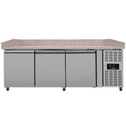 Table réfrigérée pizza 3 portes - 580 L - EN 600 x 400 - +2 à +8 °C - L 2020 x P 800 x H 1000 mm - Unninox