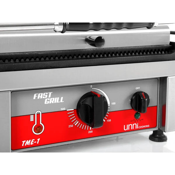 Grill panini contact fonte rainurée - surface 360 x 300 mm - 2,5 kW 230 V - Unninox