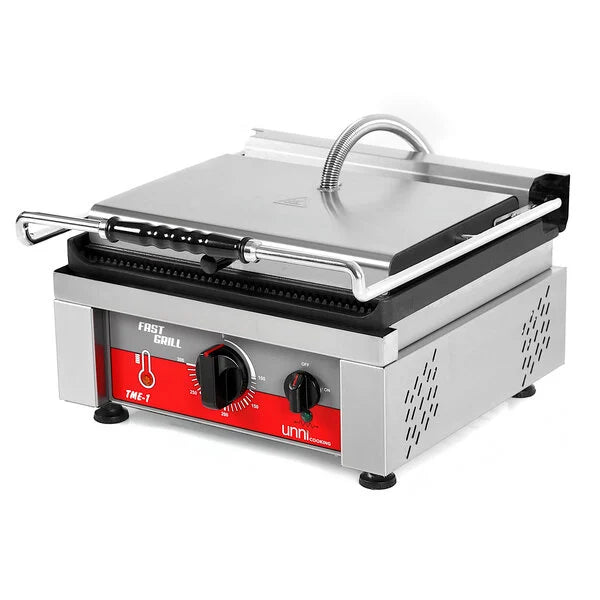 Grill panini contact fonte rainurée - surface 360 x 300 mm - 2,5 kW 230 V - Unninox