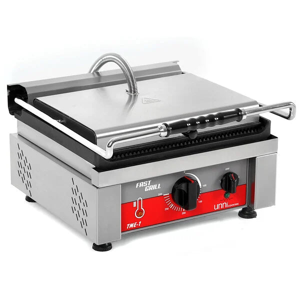 Grill panini contact fonte rainurée - surface 360 x 300 mm - 2,5 kW 230 V - Unninox