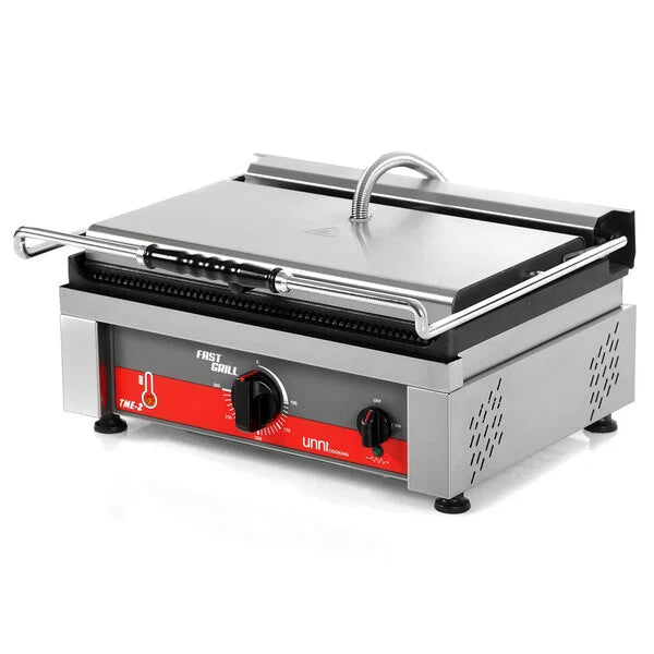 Grill panini contact fonte rainurée - surface 460 x 300 mm - 3 kW 230 V - Unninox