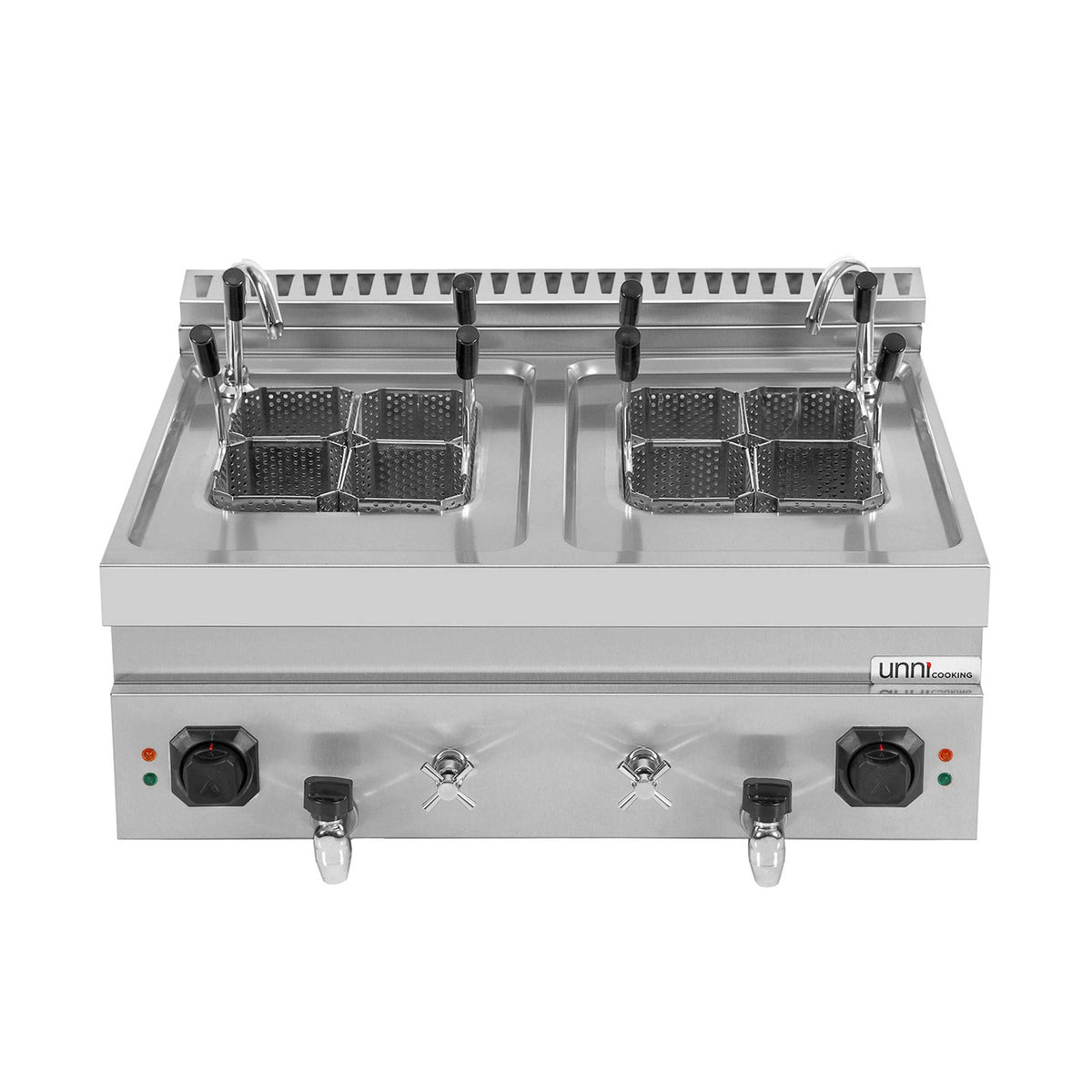 Cuiseur à pâtes électrique à poser 2 cuves 12 L - 18 kW - 400 V - L 800 x P 700 x H 300 mm - Unninox