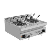 Cuiseur à pâtes électrique à poser 2 cuves 12 L - 18 kW - 400 V - L 800 x P 700 x H 300 mm - Unninox