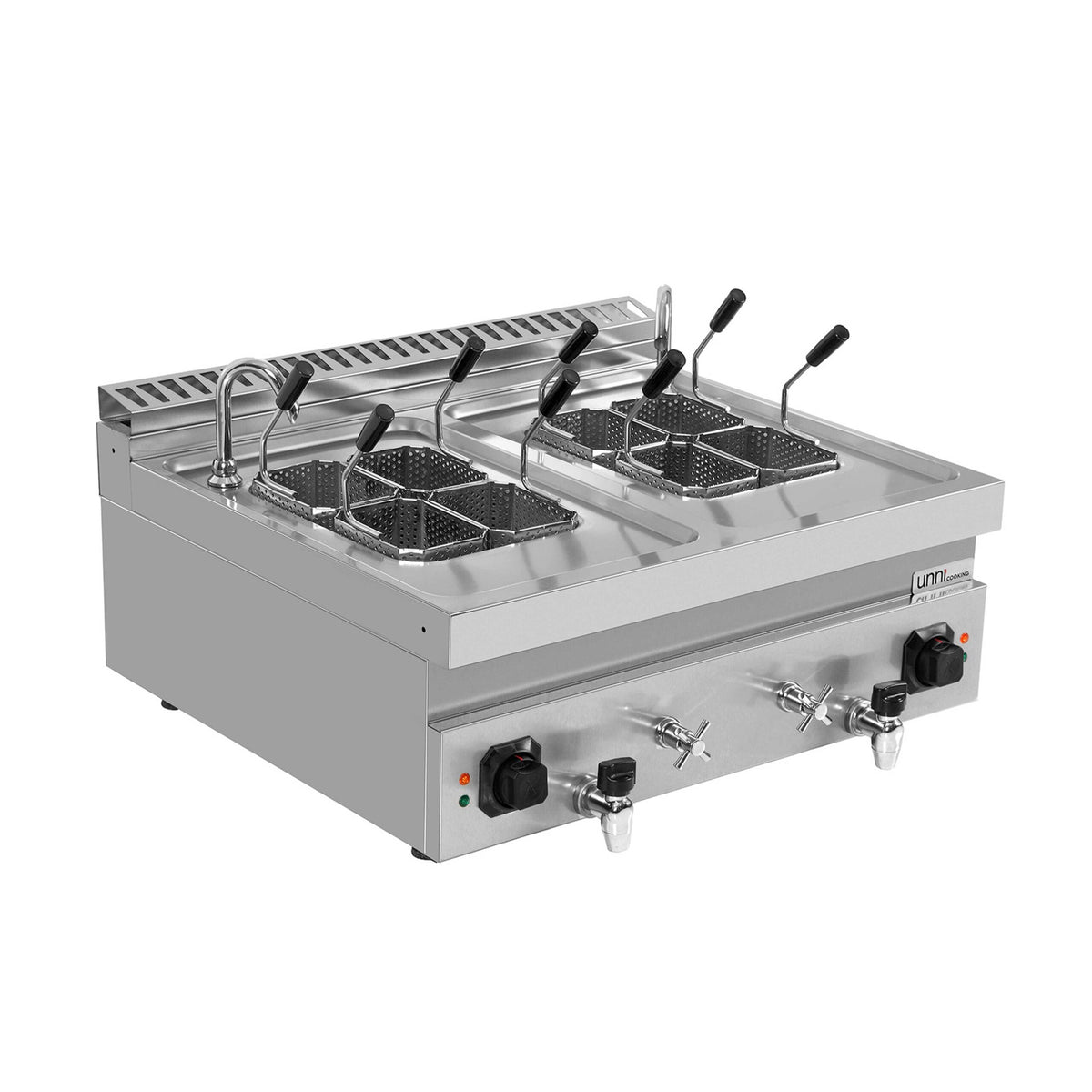 Cuiseur à pâtes électrique à poser 2 cuves 12 L - 18 kW - 400 V - L 800 x P 700 x H 300 mm - Unninox
