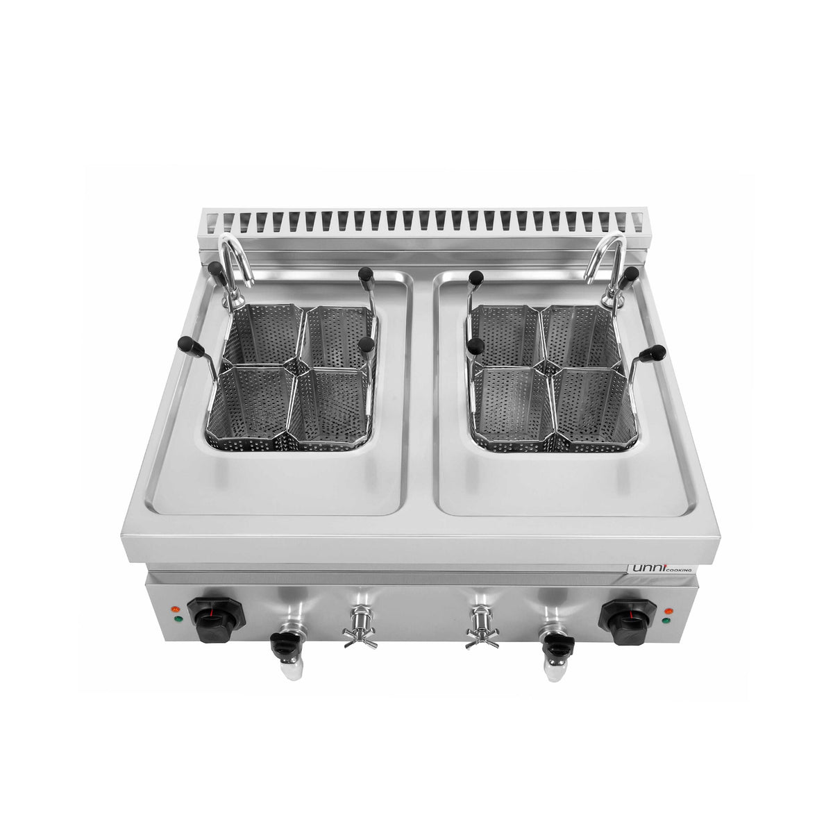 Cuiseur à pâtes électrique à poser 2 cuves 12 L - 18 kW - 400 V - L 800 x P 700 x H 300 mm - Unninox