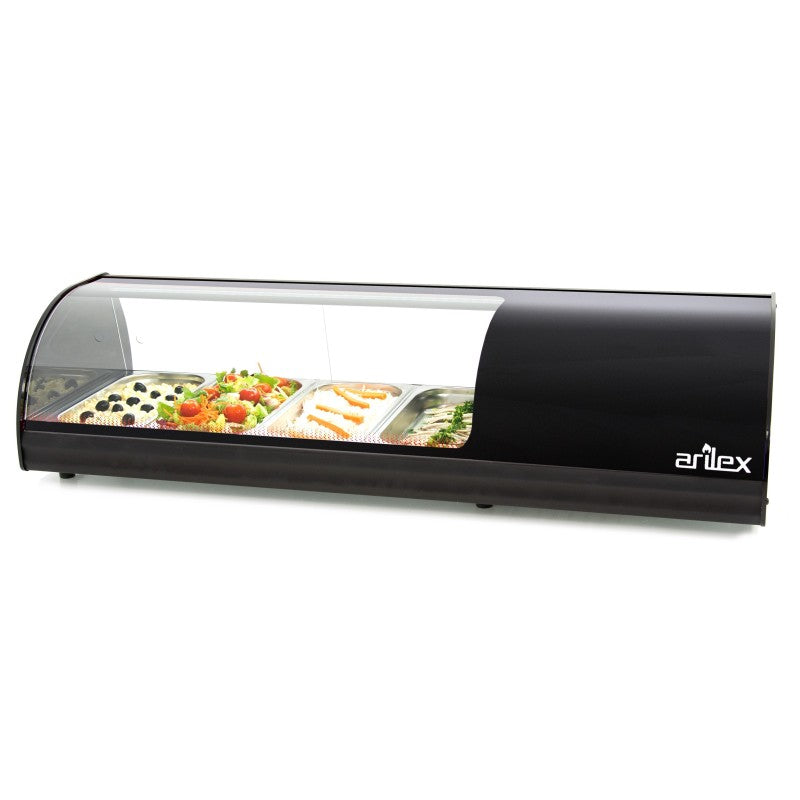 Vitrine réfrigérée - 4 GN1/3 - Pour tapas - Couleur noire - Arilex