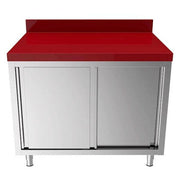 Meuble bas inox portes coulissantes plan polyéthylène 40 mm - L 2000 x P 700 x H 850 mm - Unninox