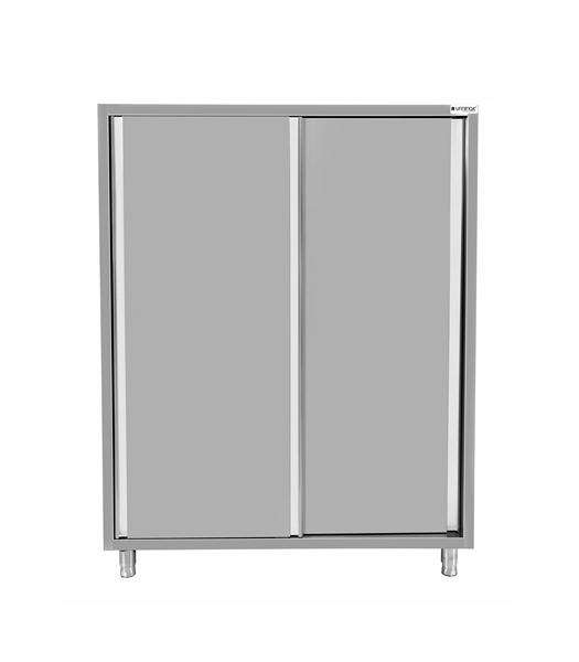 Armoire haute inox à vaisselle 2 portes coulissantes - L 1000 x P 600 x H 1800 mm - Unninox