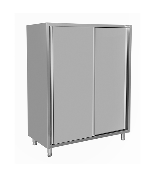 Armoire haute inox à vaisselle 2 portes coulissantes - L 1200 x P 600 x H 1800 mm - Unninox