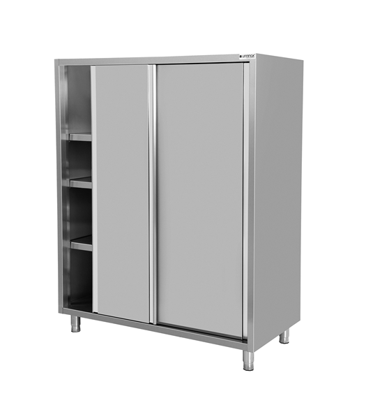 Armoire haute inox à vaisselle 2 portes coulissantes - L 1200 x P 600 x H 1800 mm - Unninox