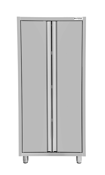 Armoire haute inox à vaisselle 2 portes battantes - L 800 x P 700 x H 1800 mm - Unninox