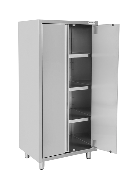Armoire haute inox à vaisselle 2 portes battantes - L 800 x P 700 x H 1800 mm - Unninox