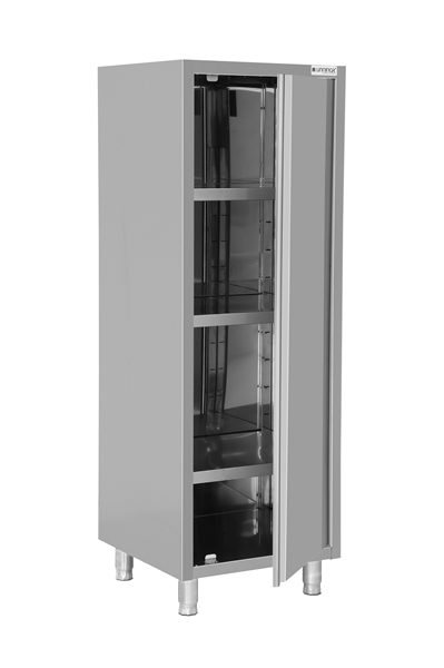 Armoire haute inox à vaisselle 1 porte battante - L 600 x P 600 x H 1800 mm - Unninox