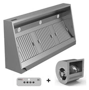 Hotte murale inox avec moteur intégré - L 2000 x P 700 x H 540 mm - 2000 m³/h - Unninox