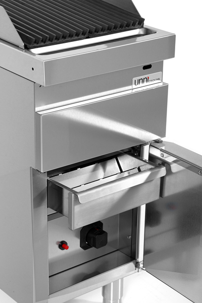 Grill vapeur gaz sur meuble - L 400 x P 700 x H 850 mm - Unninox