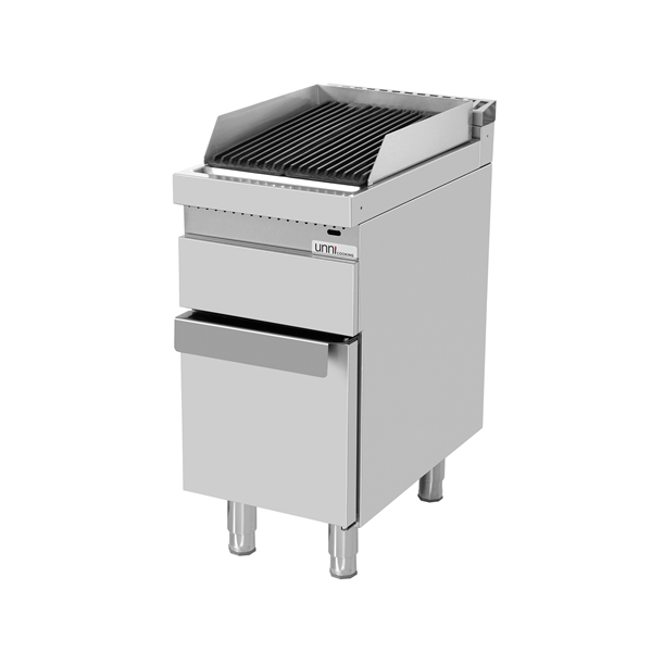 Grill vapeur gaz sur meuble - L 400 x P 700 x H 850 mm - Unninox