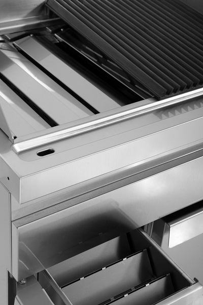 Grill vapeur gaz sur meuble - L 800 x P 700 x H 850 mm - Unninox