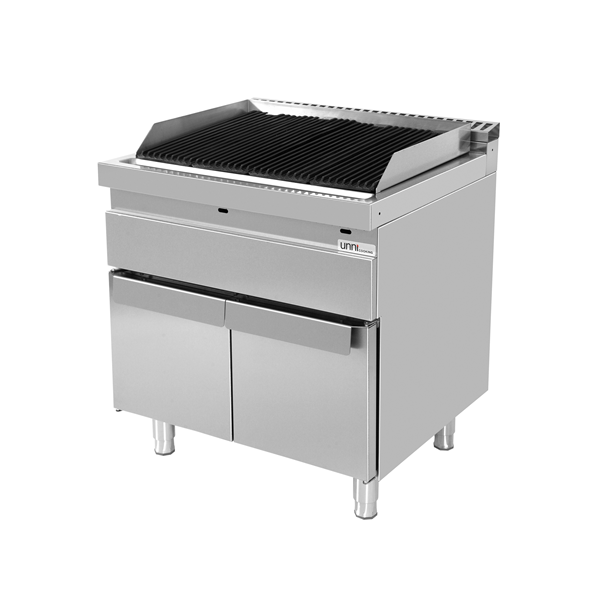 Grill vapeur gaz sur meuble - L 800 x P 700 x H 850 mm - Unninox