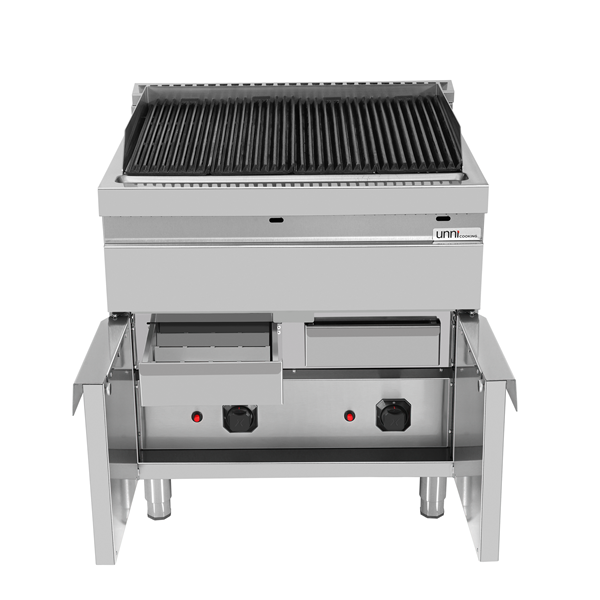 Grill vapeur gaz sur meuble - L 800 x P 700 x H 850 mm - Unninox