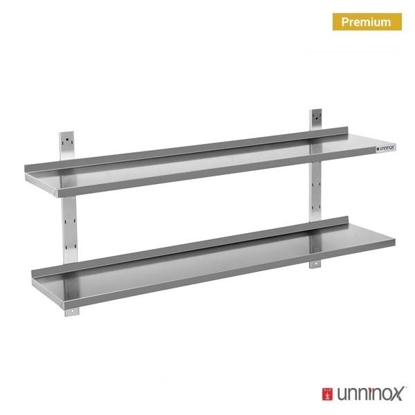 Étagère murale inox 2 niveaux - L 1000 x P 300 x H 700 mm - Unninox