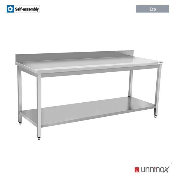 Table inox avec dosseret gamme Eco - L 700 x P 600 x H 850 mm - Unninox
