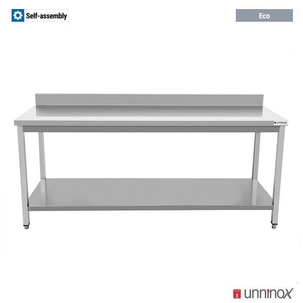 Table inox avec dosseret gamme Eco - L 2000 x P 700 x H 850 mm - Unninox