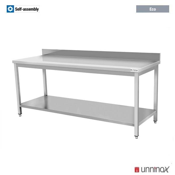 Table inox avec dosseret gamme Eco - L 1000 x P 600 x H 850 mm - Unninox
