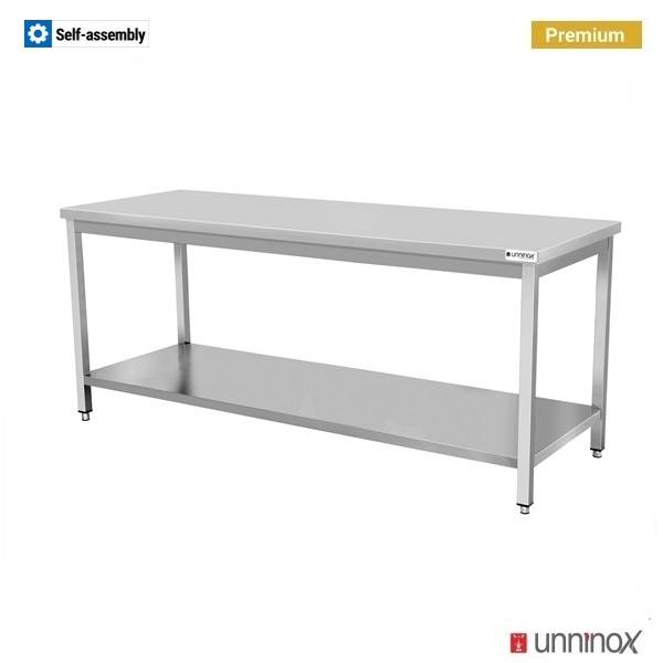 Table inox sans dosseret avec étagère basse - L 1500 x P 700 x H 850 mm - Unninox