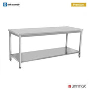 Table inox sans dosseret avec étagère basse - L 1000 x P 700 x H 850 mm - Unninox