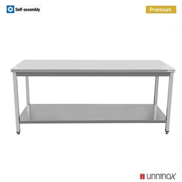 Table inox sans dosseret avec étagère basse - L 1000 x P 700 x H 850 mm - Unninox